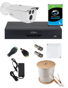 KIT DAHUA, DAH-A1IEXT2B80C, DVR + 1xCAMERA, 2MP, IR 80m 2