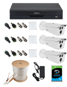 KIT DAHUA, DAH-A3IEXT2B80C, DVR + 3xCAMERA, 2MP, IR 80m 2