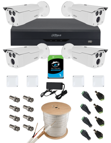 KIT DAHUA, DAH-A4IEXT2B80C, DVR + 4xCAMERA, 2MP, IR 80m
