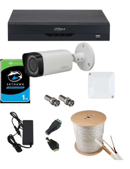 KIT DAHUA, DAH-A1IEXT2B30C, DVR + 1xCAMERA, 2MP, IR 30m
