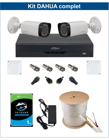 KIT DAHUA, DAH-A2IEXT2B30C, DVR + 2xCAMERA, 2MP, IR 30m