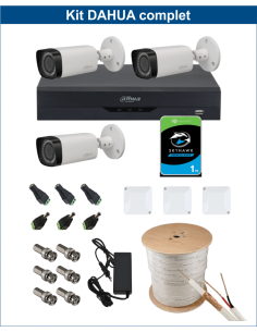 KIT DAHUA, DAH-A3IEXT2B30C, DVR + 3xCAMERA, 2MP, IR 30m