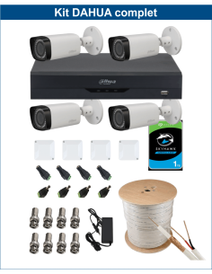 KIT DAHUA, DAH-A4IEXT2B30C, DVR + 4xCAMERA, 2MP, IR 30m