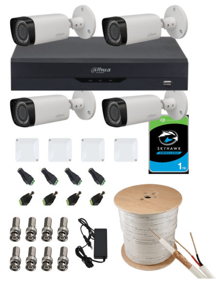KIT DAHUA, DAH-A4IEXT2B30C, DVR + 4xCAMERA, 2MP, IR 30m