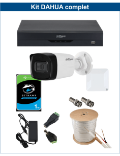 KIT DAHUA, DAH-A1IEXT2B80C, DVR + 1xCAMERA, 2MP, IR 80m