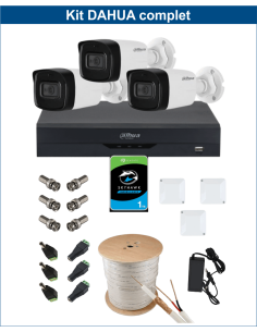 KIT DAHUA, DAH-A3IEXT2B80C, DVR + 3xCAMERA, 2MP, IR 80m