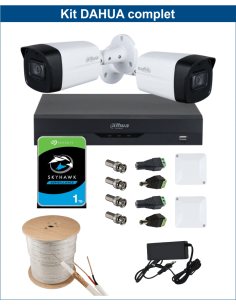 KIT DAHUA, DAH-A2IEXT2B60C, DVR + 2xCAMERA, 2MP, IR 60m