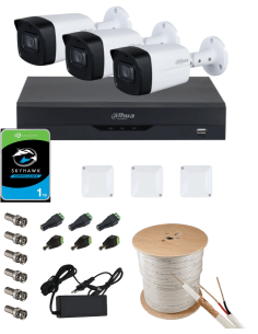KIT DAHUA, DAH-A3IEXT2B60C, DVR + 3xCAMERA, 2MP, IR 60m 2