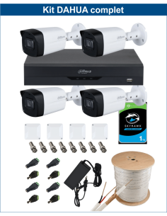 KIT DAHUA, DAH-A4IEXT2B60C, DVR + 4xCAMERA, 2MP, IR 60m