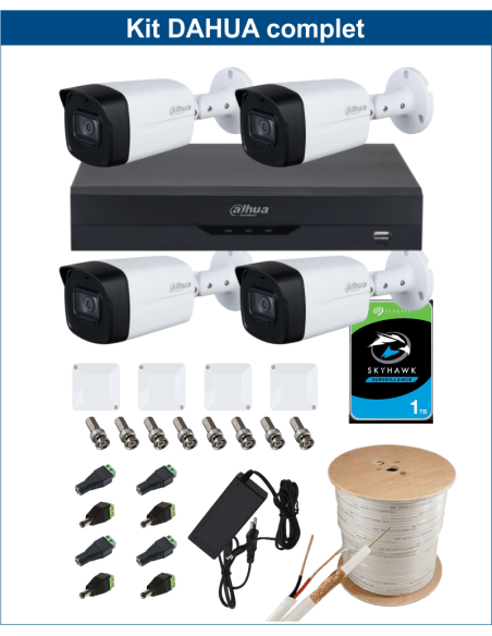 KIT DAHUA, DAH-A4IEXT2B60C, DVR + 4xCAMERA, 2MP, IR 60m