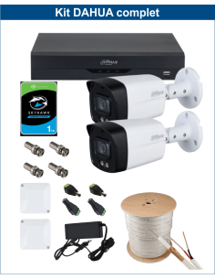 KIT DAHUA, DAH-A2IEXT2B40C, DVR + 2xCAMERA, 2MP, IR 40m