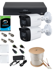 KIT DAHUA, DAH-A2IEXT2B40C, DVR + 2xCAMERA, 2MP, IR 40m 2