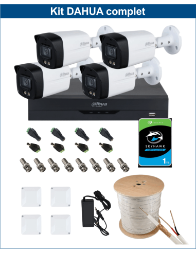 KIT DAHUA, DAH-A4IEXT2B40C, DVR + 4xCAMERA, 2MP, IR 40m