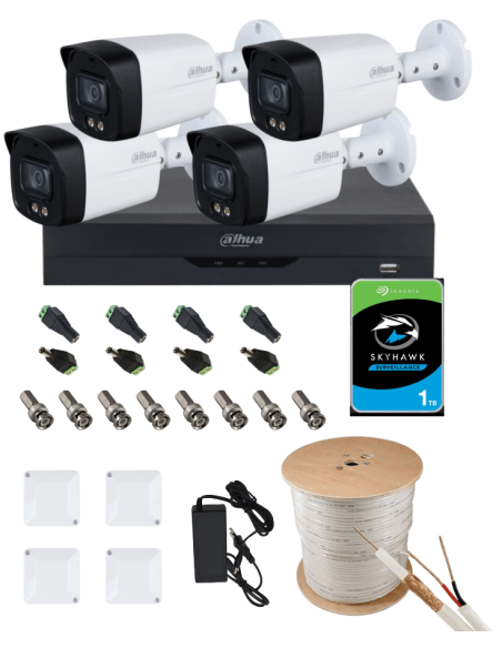 KIT DAHUA, DAH-A4IEXT2B40C, DVR + 4xCAMERA, 2MP, IR 40m