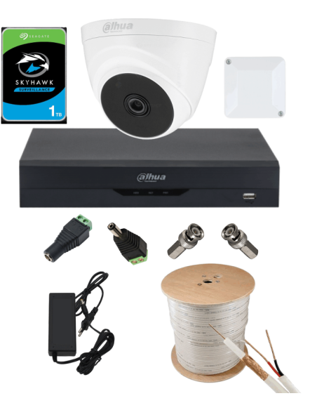 KIT DAHUA, DAH-A1IEXT2D20C, DVR + 1xCAMERA, 2MP, IR 20m
