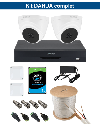 KIT DAHUA, DAH-A2IEXT2D20C, DVR + 2xCAMERA, 2MP, IR 20m