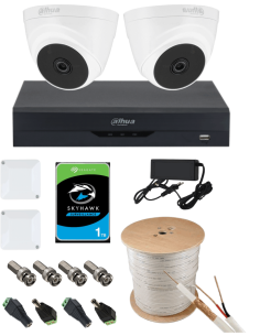 KIT DAHUA, DAH-A2IEXT2D20C, DVR + 2xCAMERA, 2MP, IR 20m 2
