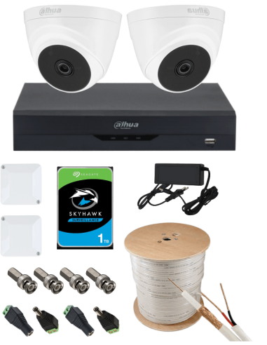 KIT DAHUA, DAH-A2IEXT2D20C, DVR + 2xCAMERA, 2MP, IR 20m