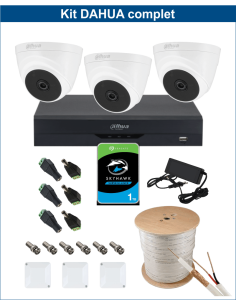 KIT DAHUA, DAH-A3IEXT2D20C, DVR + 3xCAMERA, 2MP, IR 20m