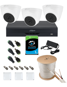 KIT DAHUA, DAH-A3IEXT2D20C, DVR + 3xCAMERA, 2MP, IR 20m 2