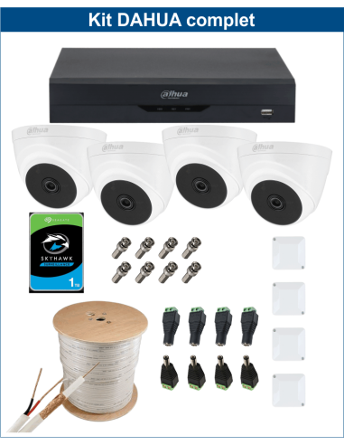 KIT DAHUA, DAH-A4IEXT2D20C, DVR + 4xCAMERA, 2MP, IR 20m