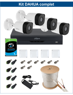 KIT DAHUA, DAH-A4IEXT2B20C, DVR + 4xCAMERA, 2MP, IR 20m