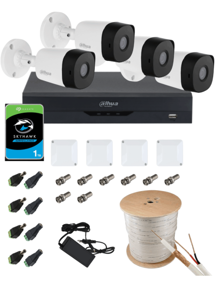 KIT DAHUA, DAH-A4IEXT2B20C, DVR + 4xCAMERA, 2MP, IR 20m