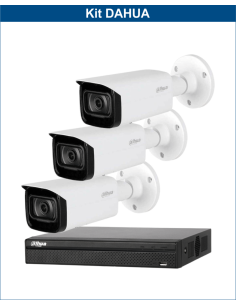 KIT DAHUA, DAH-IPP3IEXT2B40B, NVR + 3xCAMERA, 2MP, IR 40m