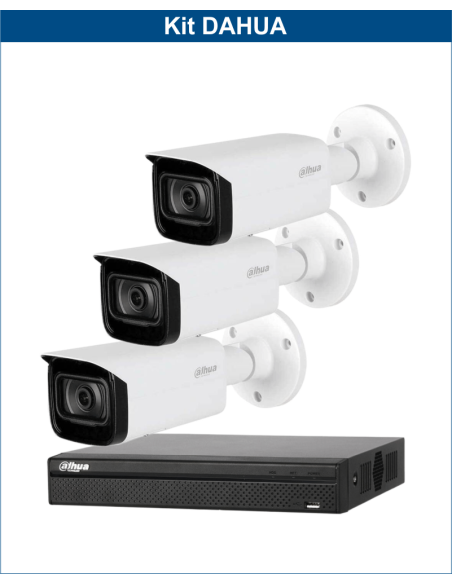 KIT DAHUA, DAH-IPP3IEXT2B40B, NVR + 3xCAMERA, 2MP, IR 40m