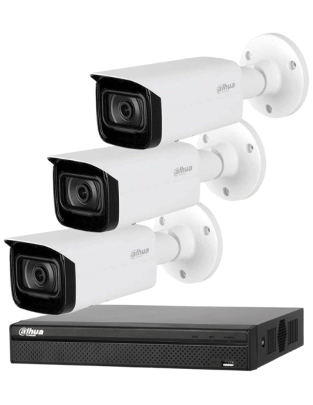 KIT DAHUA, DAH-IPP3IEXT2B40B, NVR + 3xCAMERA, 2MP, IR 40m