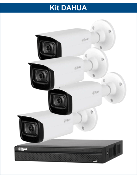 KIT DAHUA, DAH-IPP4IEXT2B40B, NVR + 4xCAMERA, 2MP, IR 40m