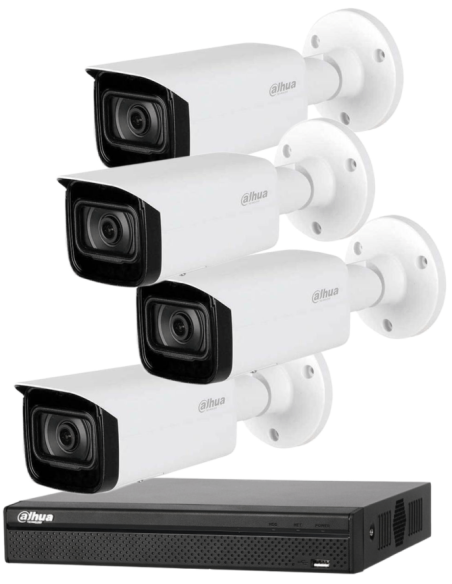 KIT DAHUA, DAH-IPP4IEXT2B40B, NVR + 4xCAMERA, 2MP, IR 40m