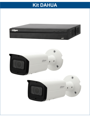 KIT DAHUA, DAH-IPP2IEXT2B60B, NVR + 2xCAMERA, 2MP, IR 60m