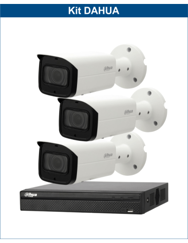 KIT DAHUA, DAH-IPP3IEXT2B60B, NVR + 3xCAMERA, 2MP, IR 60m
