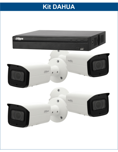 KIT DAHUA, DAH-IPP4IEXT2B60B, NVR + 4xCAMERA, 2MP, IR 60m