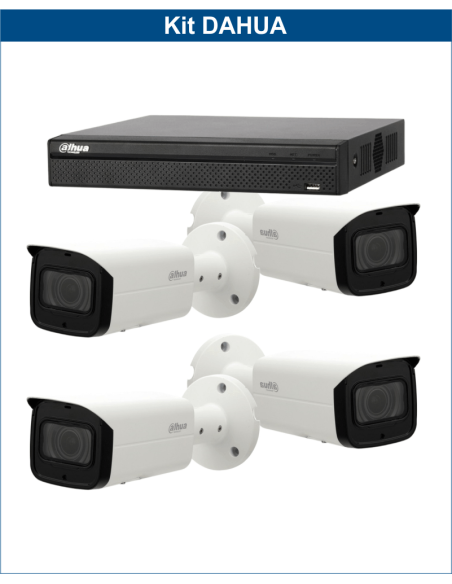 KIT DAHUA, DAH-IPP4IEXT2B60B, NVR + 4xCAMERA, 2MP, IR 60m