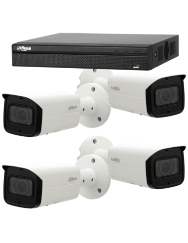 KIT DAHUA, DAH-IPP4IEXT2B60B, NVR + 4xCAMERA, 2MP, IR 60m