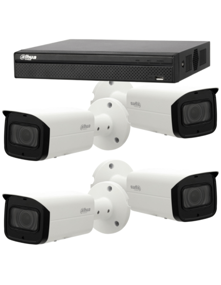 KIT DAHUA, DAH-IPP4IEXT2B60B, NVR + 4xCAMERA, 2MP, IR 60m
