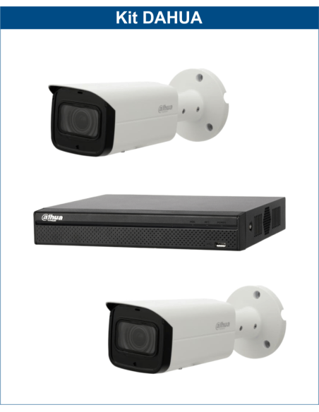 KIT DAHUA, DAH-IPP2IEXT2B50B, NVR + 2xCAMERA, 2MP, IR 50m
