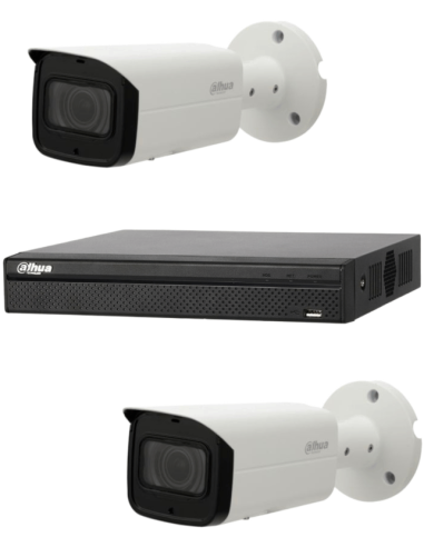KIT DAHUA, DAH-IPP2IEXT2B50B, NVR + 2xCAMERA, 2MP, IR 50m