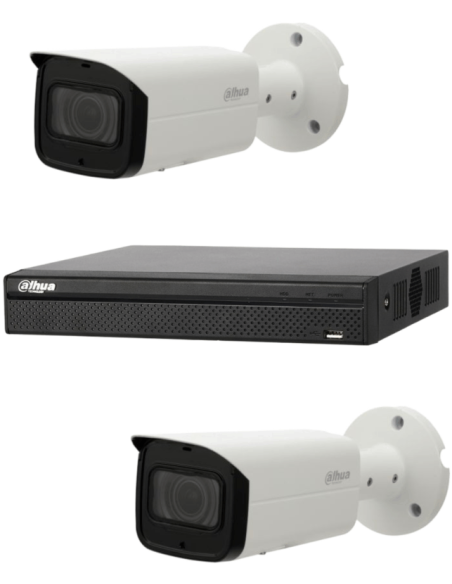 KIT DAHUA, DAH-IPP2IEXT2B50B, NVR + 2xCAMERA, 2MP, IR 50m