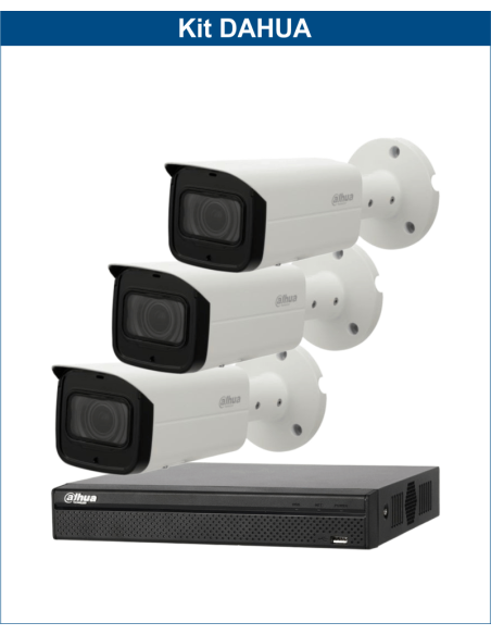 KIT DAHUA, DAH-IPP3IEXT2B50B, NVR + 3xCAMERA, 2MP, IR 50m