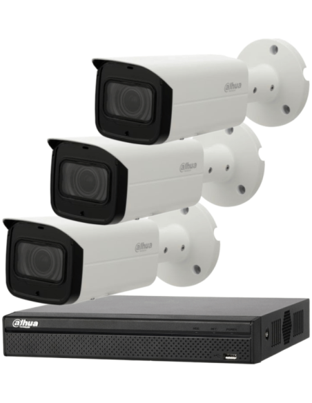 KIT DAHUA, DAH-IPP3IEXT2B50B, NVR + 3xCAMERA, 2MP, IR 50m