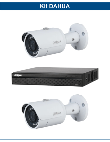 KIT DAHUA, DAH-IPP2IEXT2B30B, NVR + 2xCAMERA, 2MP, IR 30m