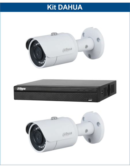 KIT DAHUA, DAH-IPP2IEXT2B30B, NVR + 2xCAMERA, 2MP, IR 30m