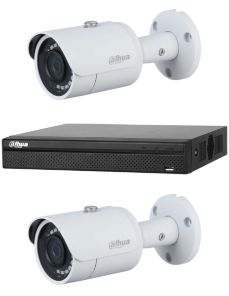 KIT DAHUA, DAH-IPP2IEXT2B30B, NVR + 2xCAMERA, 2MP, IR 30m