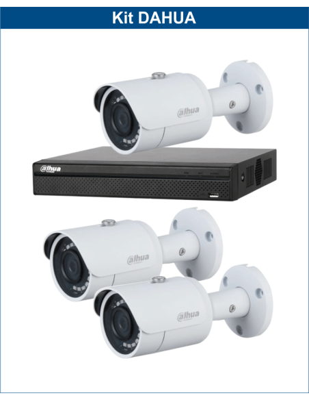 KIT DAHUA, DAH-IPP3IEXT2B30B, NVR + 3xCAMERA, 2MP, IR 30m