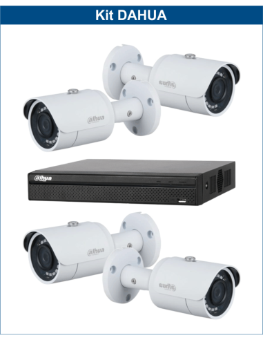 KIT DAHUA, DAH-IPP4IEXT2B30B, NVR + 4xCAMERA, 2MP, IR 30m