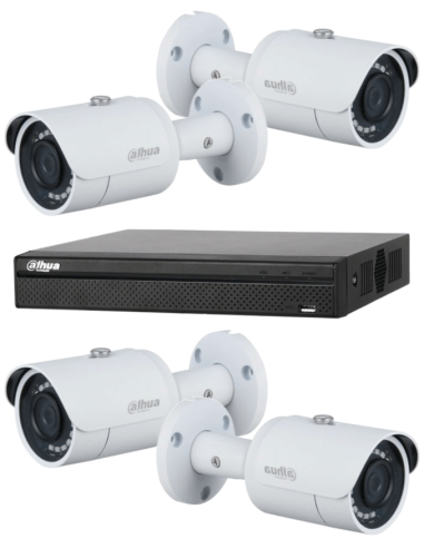 KIT DAHUA, DAH-IPP4IEXT2B30B, NVR + 4xCAMERA, 2MP, IR 30m