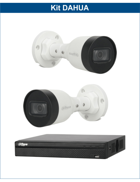 KIT DAHUA, DAH-IPP2IEXT2B30B, NVR + 2xCAMERA, 2MP, IR 30m